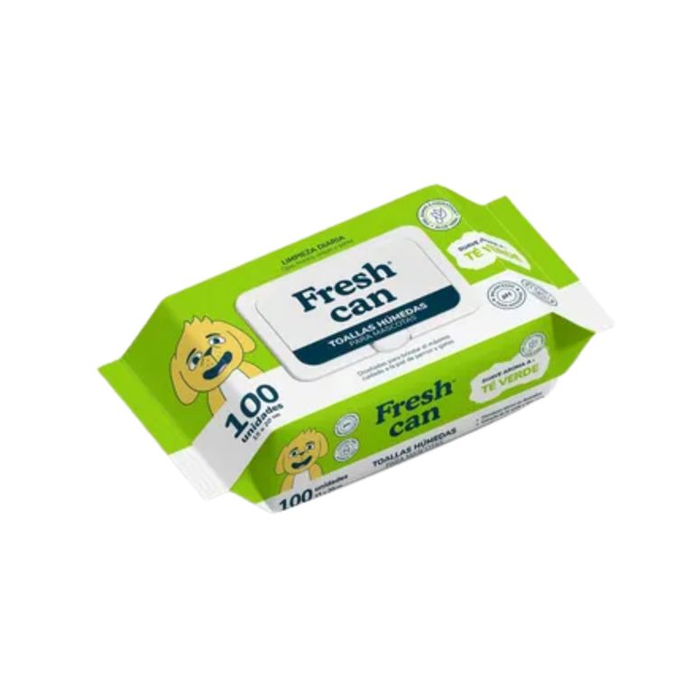 Toallitas Húmedas Fresh Can Té Verde con Aloe Empaque 100 Und