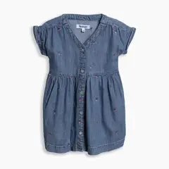 undefined - Vestido Denim Bordado Bebé Niña