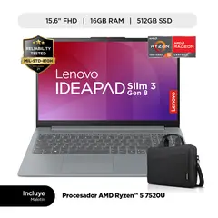 LENOVO - Laptop Lenovo Ips3 R5 7520U 16GB 512GB y Maletín