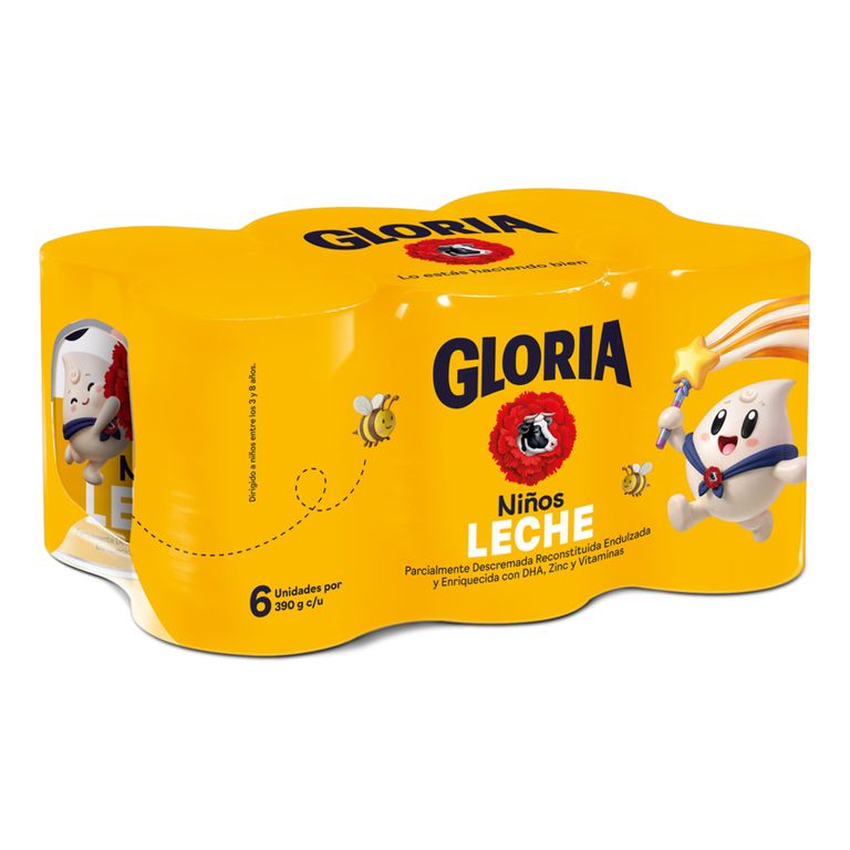 Leche Gloria Niños Sixpack Lata 390 g