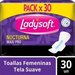 LADYSOFT - Toallas Femeninas Ladysoft Nocturna Maxi Pro Tela Suave Empaque 30 Und
