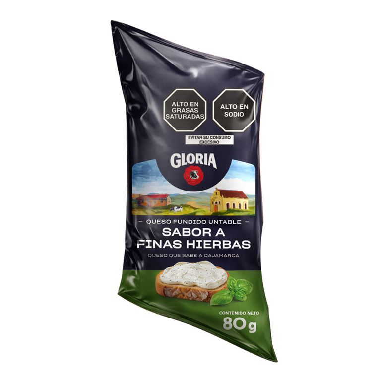 Queso Fundido Gloria Untable Finas Hierbas Empaque 80 g