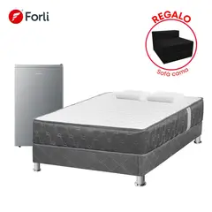 FORLI - Combo Cama Americana Acqua 2 Plazas + Frigobar Hisense RR121H Gris 90 L