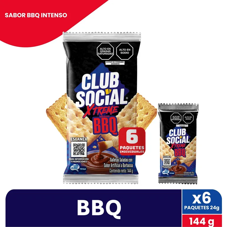 Galleta Club Social Xtreme BBQ Sixpack 144 g