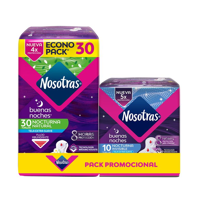 Toalla Higiénica Nosotras Buenas Noches 30 Und + Buenas Noches Ultra 10 Und