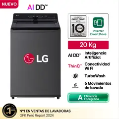 LG - LAVADORA WT20PBTX NEGRO PLATEADO LG