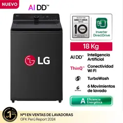 LG - LAVADORA WT18OBTX NEGRO ONYX LG