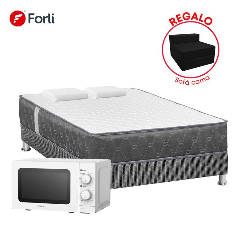 Combo Cama Americana Acqua 2 Plazas + Microondas Recco