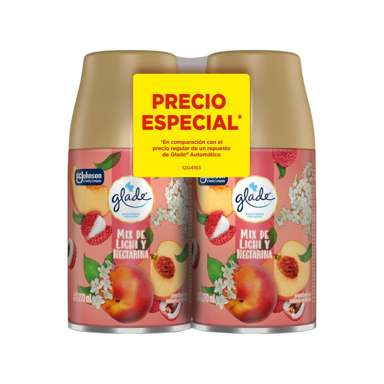 Ambientador Aerosol Automático Glade Nectarine Pack 2 Und