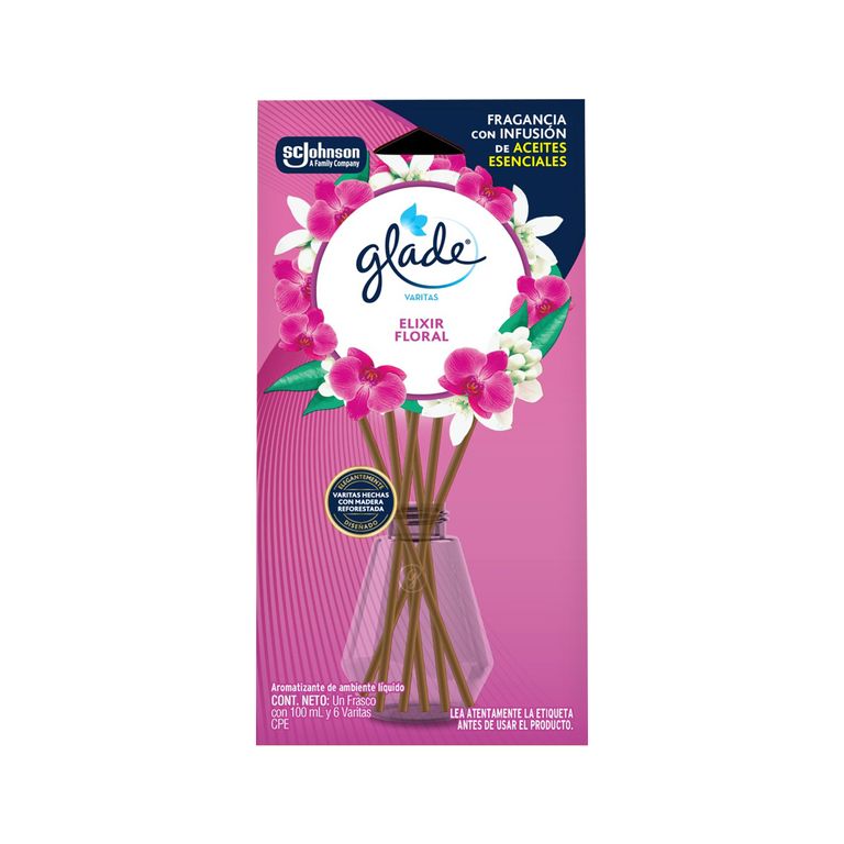Difusor De Varitas Glade Elixir Floral Envase 100 mL
