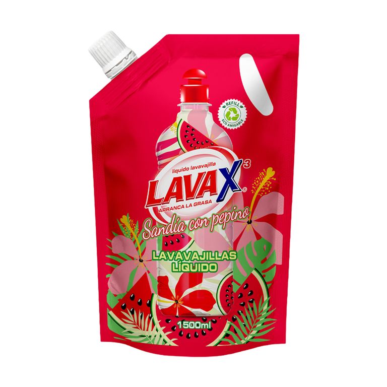 Lavavajilla Líquido Lavax Sandía Pepino Doypack 1.5 L