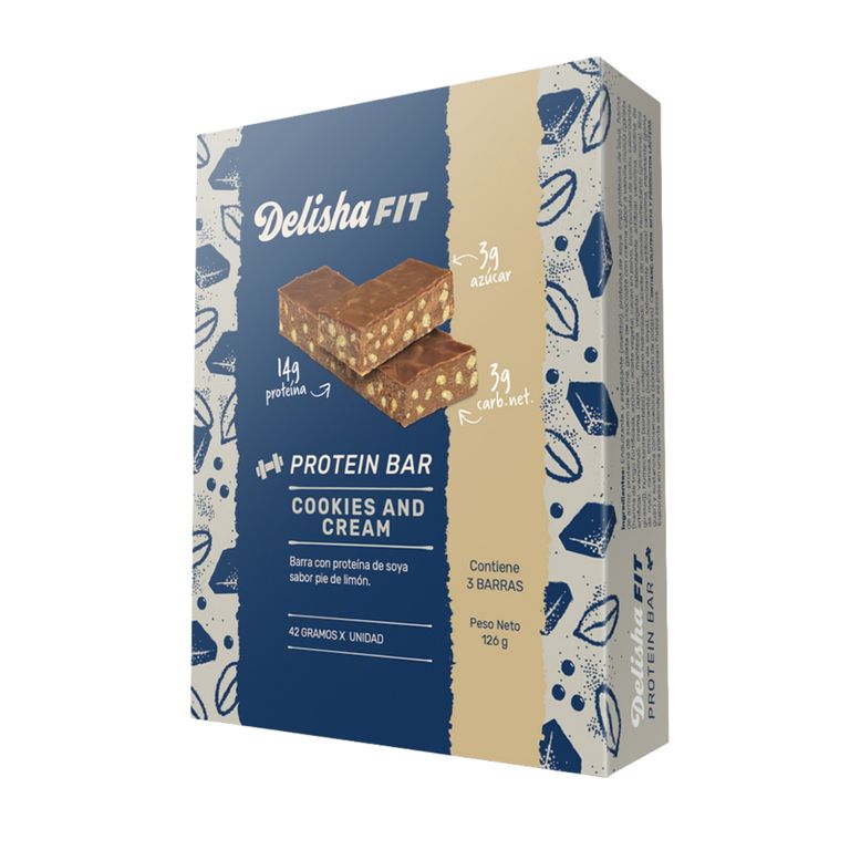 Barra Proteica Delisha Cookies & Cream Empaque 3 Und