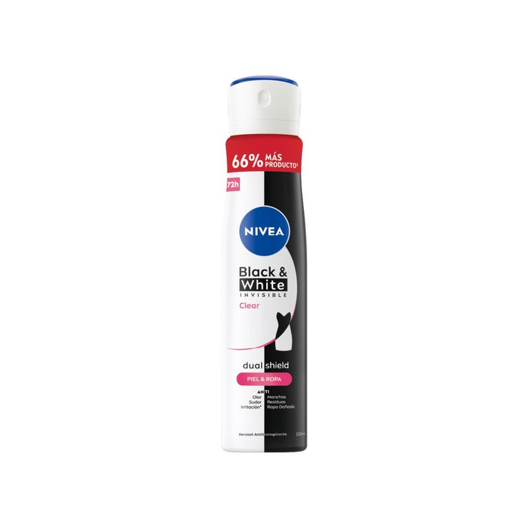 Desodorante Aerosol Nivea Black & White Clear Envase 250 mL