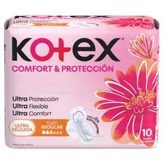 KOTEX - Toallas Higiénicas Kotex Comfort & Protección Ultra Delgada Empaque 10 Und