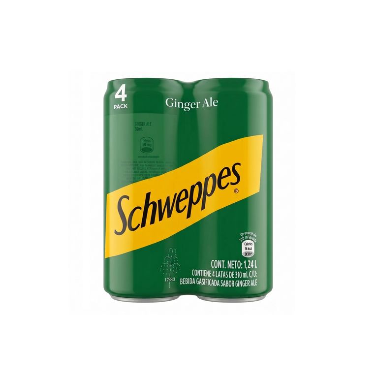 Bebida Gasificada Schweppes Ginger Ale Pack 4 Latas 310 mL