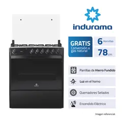 INDURAMA - Cocina A Gas Indurama Oviedo 32" Negro 6 Hornillas
